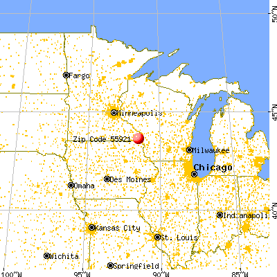 Caledonia, MN (55921) map from a distance