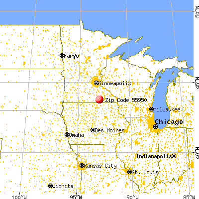 Lansing, MN (55950) map from a distance