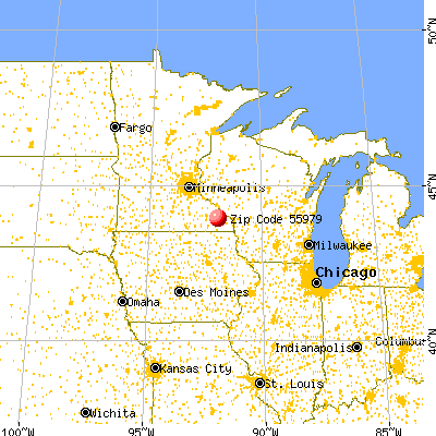 Utica, MN (55979) map from a distance