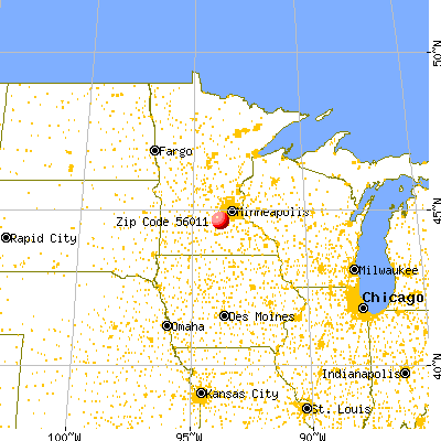 Belle Plaine, MN (56011) map from a distance