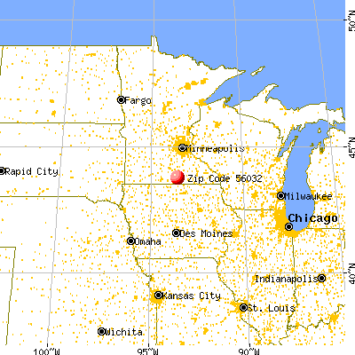Freeborn, MN (56032) map from a distance