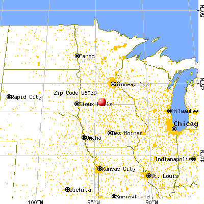 Granada, MN (56039) map from a distance