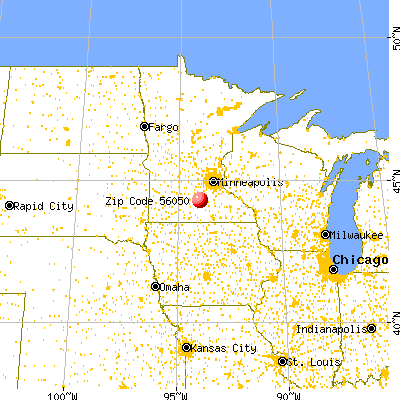 Kasota, MN (56050) map from a distance