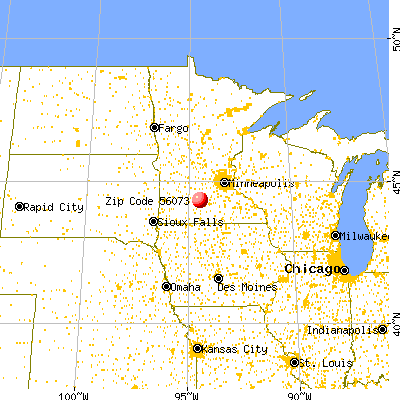 New Ulm, MN (56073) map from a distance