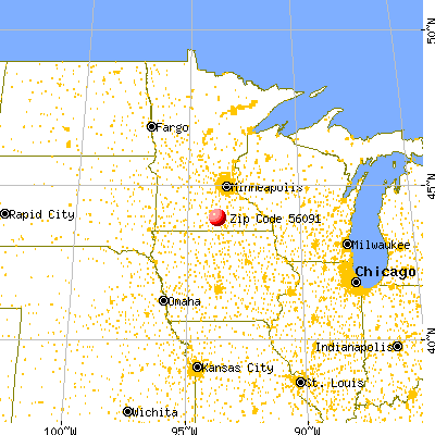 Waldorf, MN (56091) map from a distance
