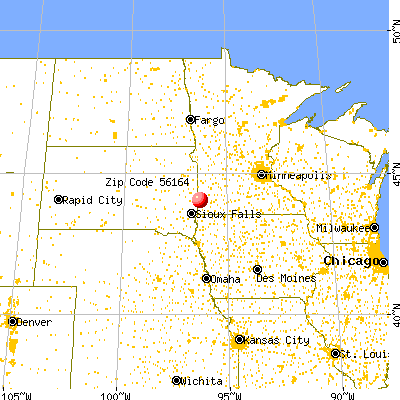 Pipestone, MN (56164) map from a distance