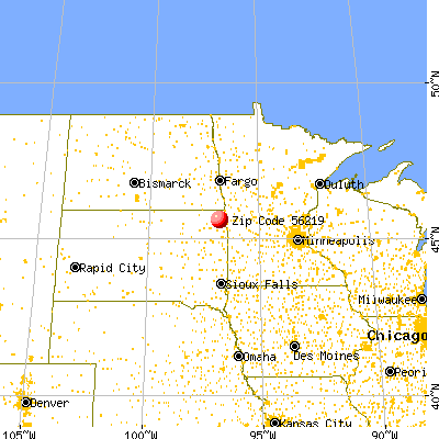 Browns Valley, MN (56219) map from a distance