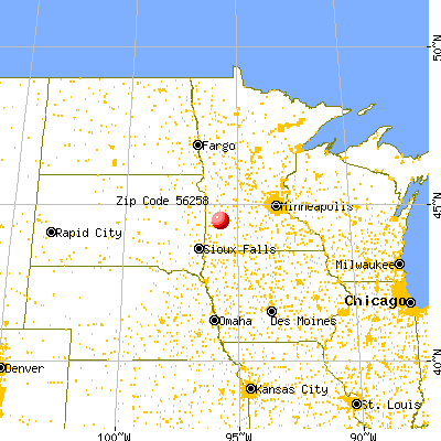 Marshall, MN (56258) map from a distance