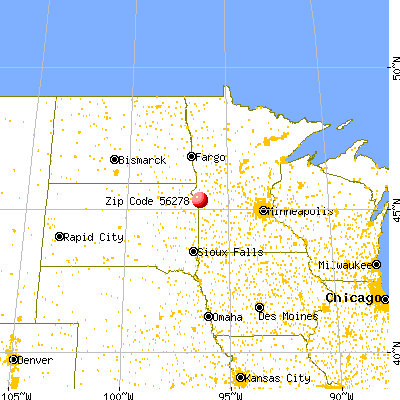 Ortonville, MN (56278) map from a distance