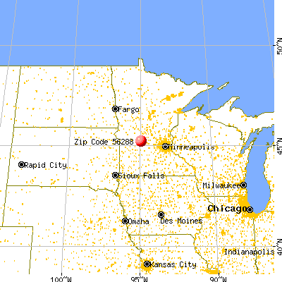 Spicer, MN (56288) map from a distance