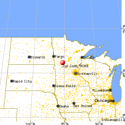 Parkers Prairie, MN (56361) map from a distance