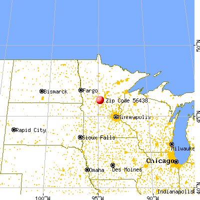Browerville, MN (56438) map from a distance