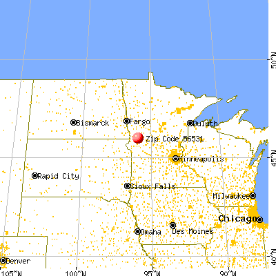 Elbow Lake, MN (56531) map from a distance
