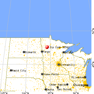 Fosston, MN (56542) map from a distance