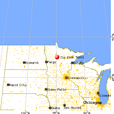 Bemidji, MN (56601) map from a distance