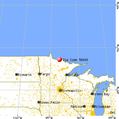 International Falls, MN (56649) map from a distance