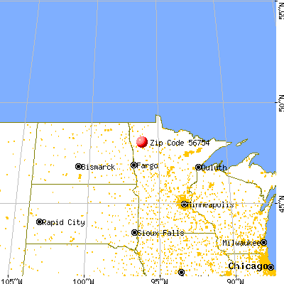St. Hilaire, MN (56754) map from a distance
