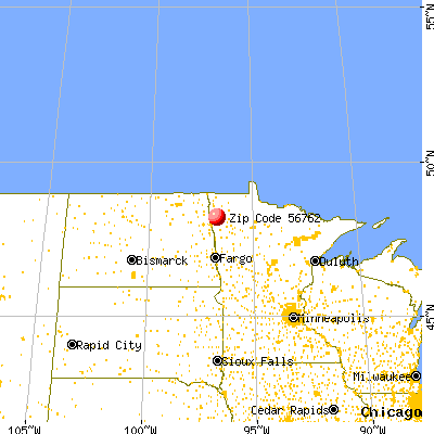 Warren, MN (56762) map from a distance
