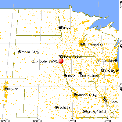 Alcester, SD (57001) map from a distance