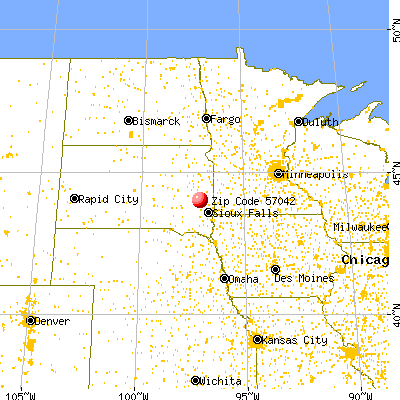 Madison, SD (57042) map from a distance