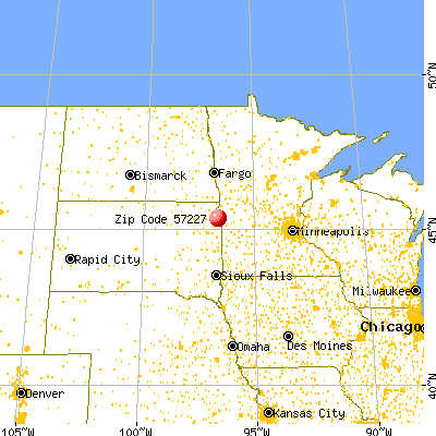 Corona, SD (57227) map from a distance