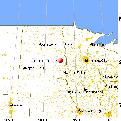 Henry, SD (57243) map from a distance