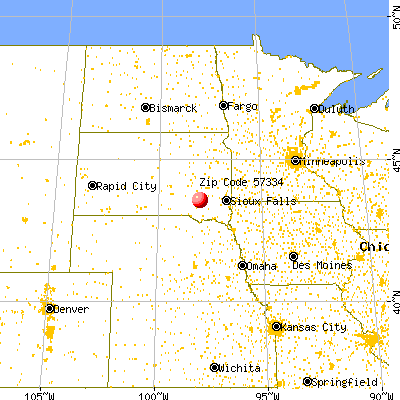 Ethan, SD (57334) map from a distance