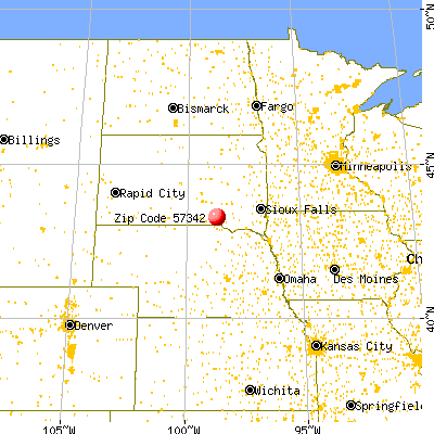 Geddes, SD (57342) map from a distance