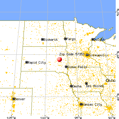 Iroquois, SD (57353) map from a distance