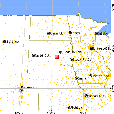 Pukwana, SD (57370) map from a distance