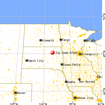 Mellette, SD (57461) map from a distance