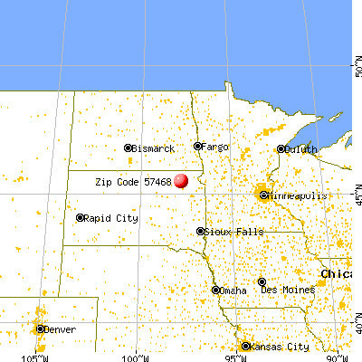 Pierpont, SD (57468) map from a distance