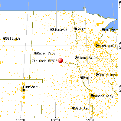 Burke, SD (57523) map from a distance