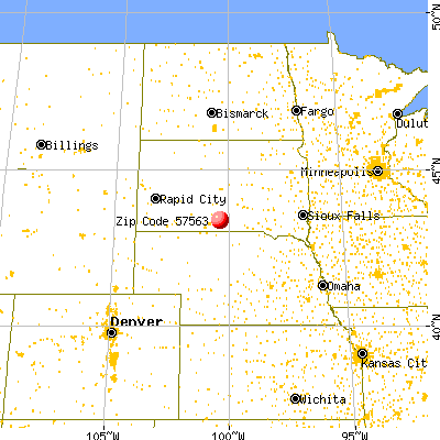 Okreek, SD (57563) map from a distance