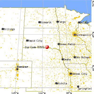 St. Charles, SD (57571) map from a distance