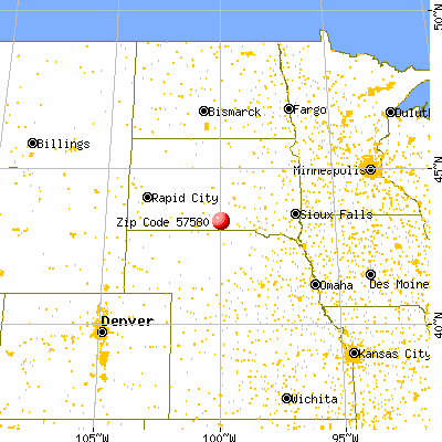 Okreek, SD (57580) map from a distance