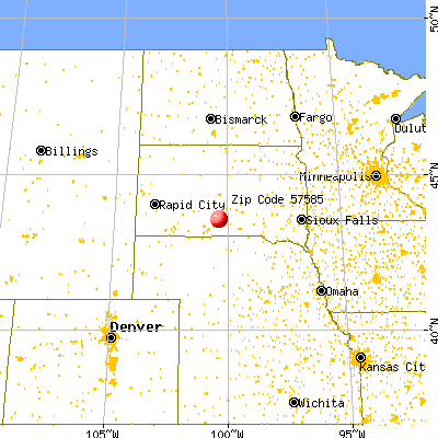 Wood, SD (57585) map from a distance