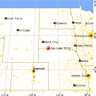 Batesland, SD (57716) map from a distance