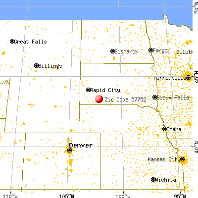 Kyle, SD (57752) map from a distance