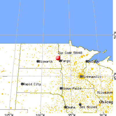 Hunter, ND (58048) map from a distance
