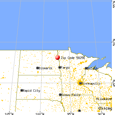 Manvel, ND (58256) map from a distance