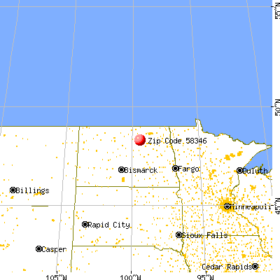 Leeds, ND (58346) map from a distance