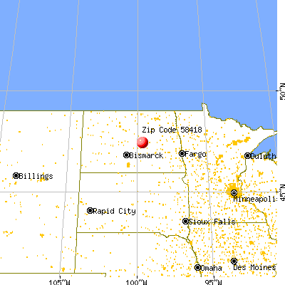 Bowdon, ND (58418) map from a distance