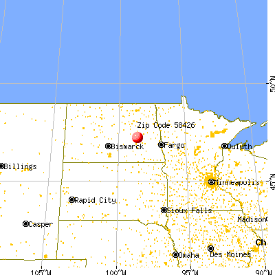Courtenay, ND (58426) map from a distance