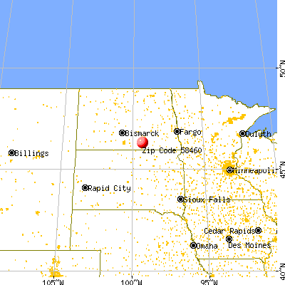 Lehr, ND (58460) map from a distance