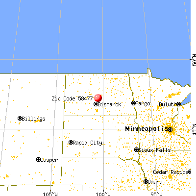 Regan, ND (58477) map from a distance