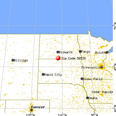 Cannon Ball, ND (58538) map from a distance