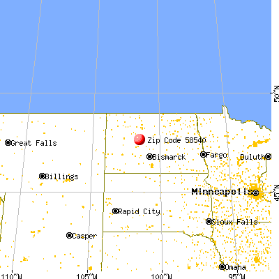 White Shield, ND (58540) map from a distance