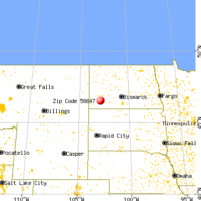 New England, ND (58647) map from a distance