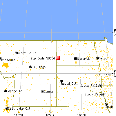 Sentinel Butte, ND (58654) map from a distance